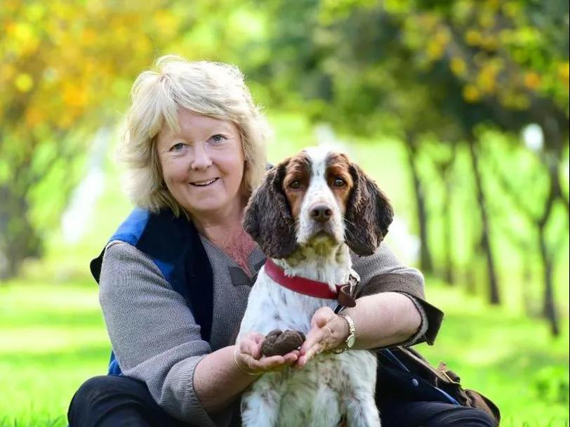 女主人Jenny McAuley和她的松露狩猎犬Thoma