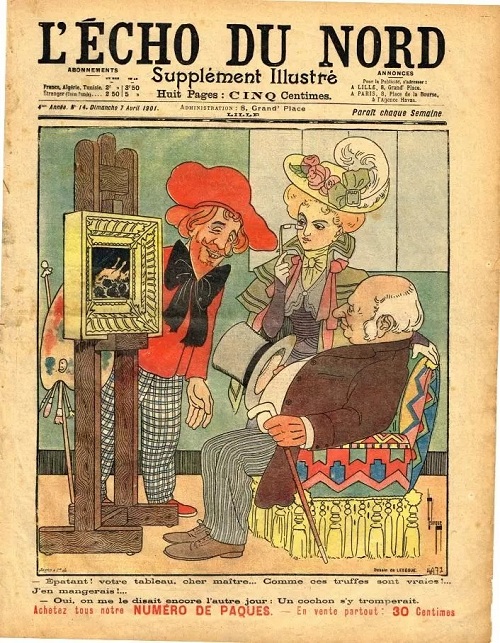 alt=一位画家向富人展示他的画作,并且对于栩栩如生的松露感到非常自豪
